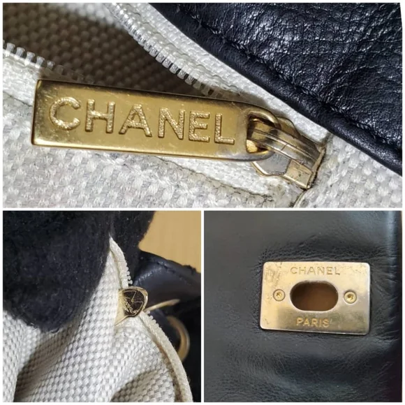 Authentic CHANEL Calfskin Quilted Retro Chain Accordion Flap Black - Picture 5 of 12